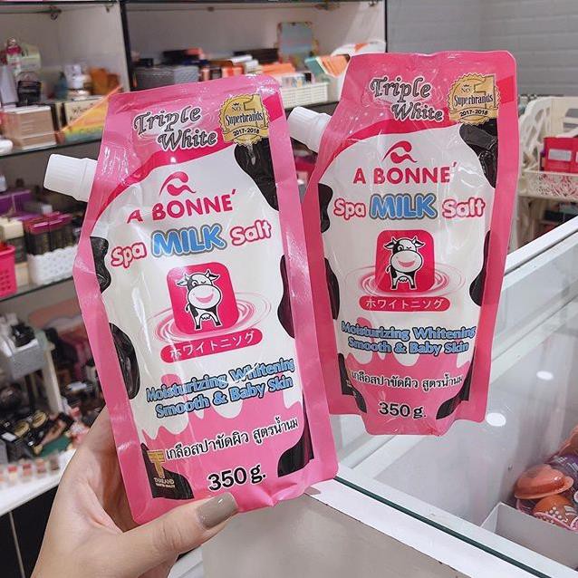 Nhập INCU16APR giảm 20K đơn 50K_ Muối tắm sữa bò tẩy da chết cực mịn da A Bonne Spa Milk Salt 350gr - Chuẩn Thái