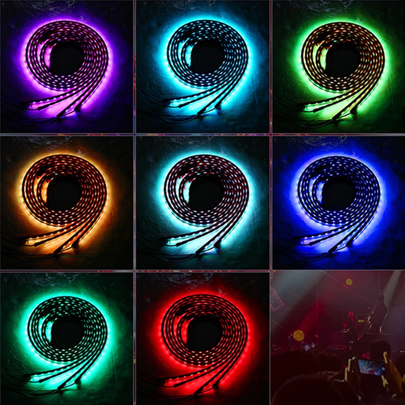 Bộ 4 Dải Đèn LED RGB Điều Khiển Từ Xa Trang Trí Gầm Xe Hơi