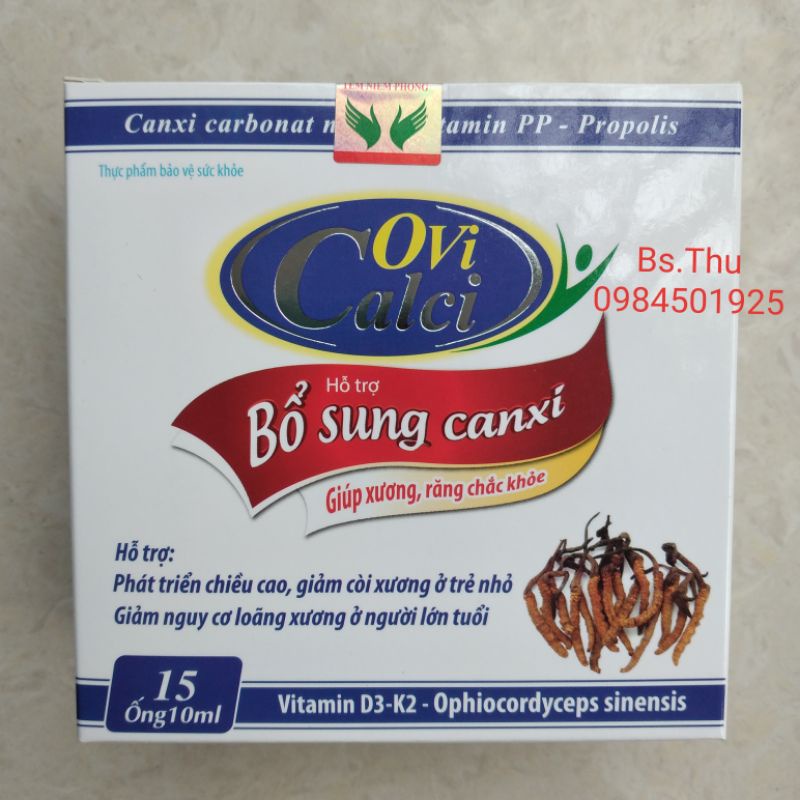 Hộp 15 ống Canxi nano Ovi Calci bổ sung Canxi giúp phát triển chiều cao ở trẻ, giảm nguy cơ loãng xương ở người già