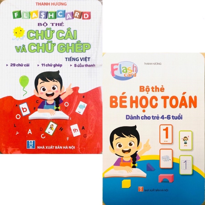 Combo bộ thẻ học toán + bộ thẻ chữ cái và chữ ghép, flash card cho trẻ 4-6 tuổi