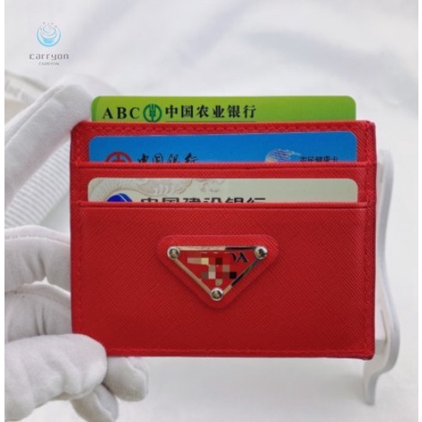 Ví Da Pu 4 Ngăn Siêu Mỏng Đựng Thẻ Hiệu Prada Thời Trang Cho Nam Nữ