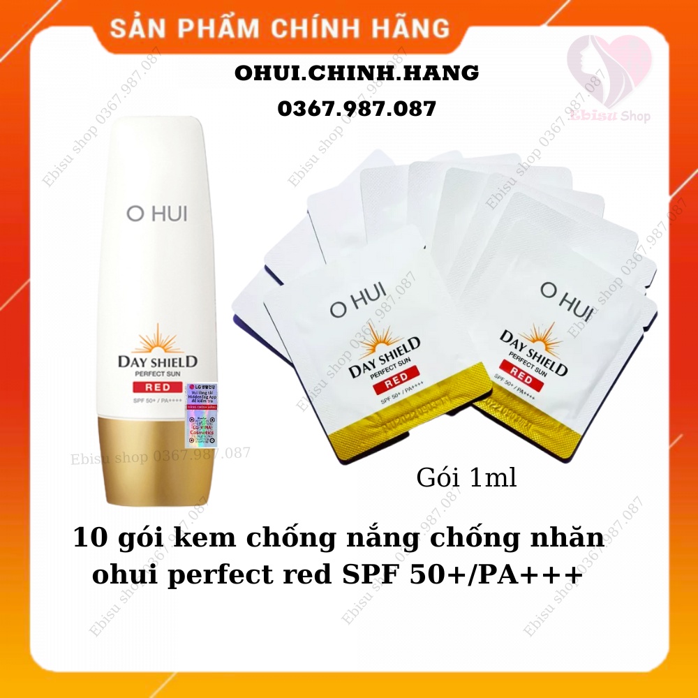 10 gói kem chống nắng chống nhăn ohui perfect red SPF 50+/PA+++