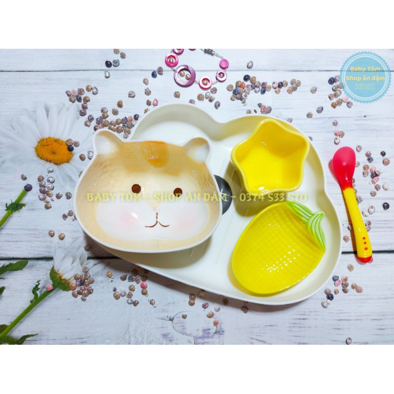 SET BÁT ĂN DẶM GỐM SỨ CHUỘT HAMSTER/COMBO CHÉN ĂN DẶM GỐM SỨ CHUỘT HAMSTER