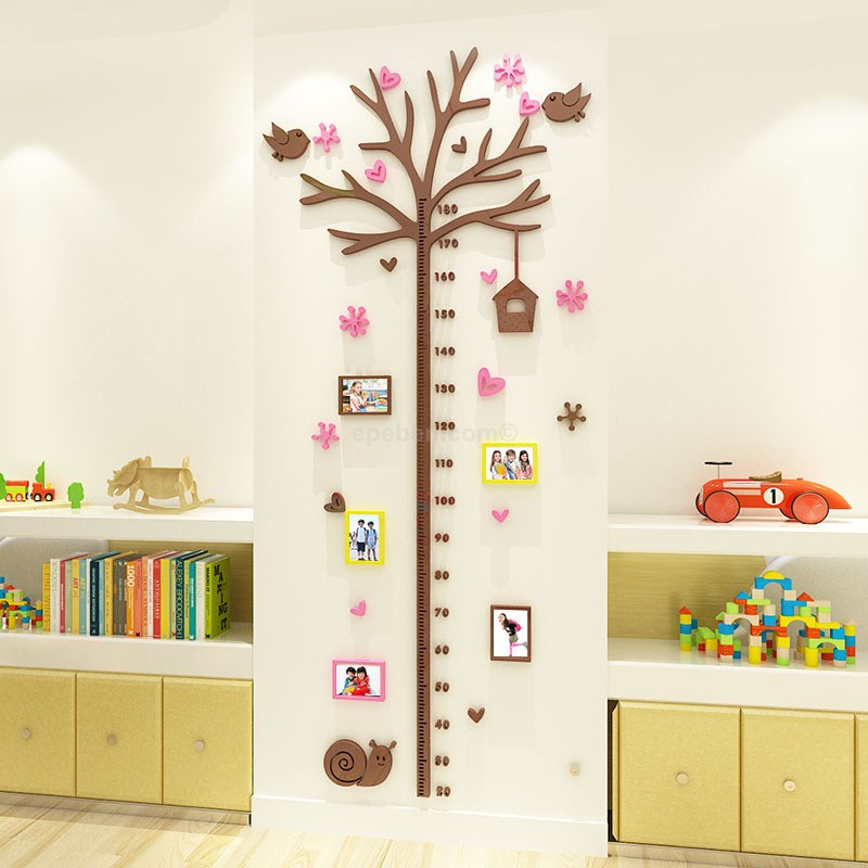 Thước đo chiều cao cho bé Cây Khung Ảnh Đo Chiều Cao Tranh dán tường mica 3d decor Nhiều Size - EPeBen