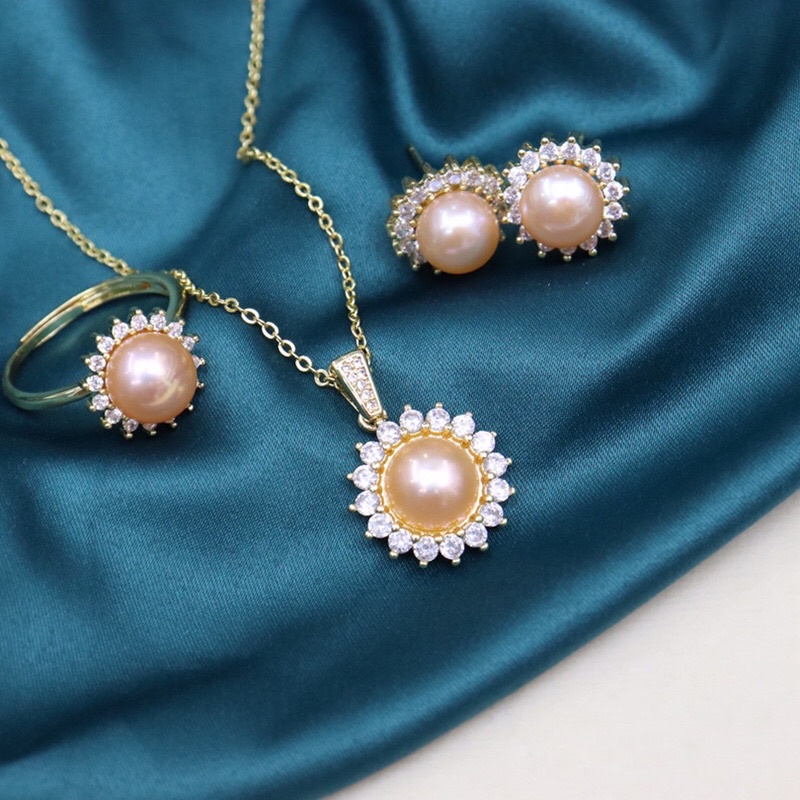 Bộ 3 món trang sức bạc đính hạt 9lysang trọng