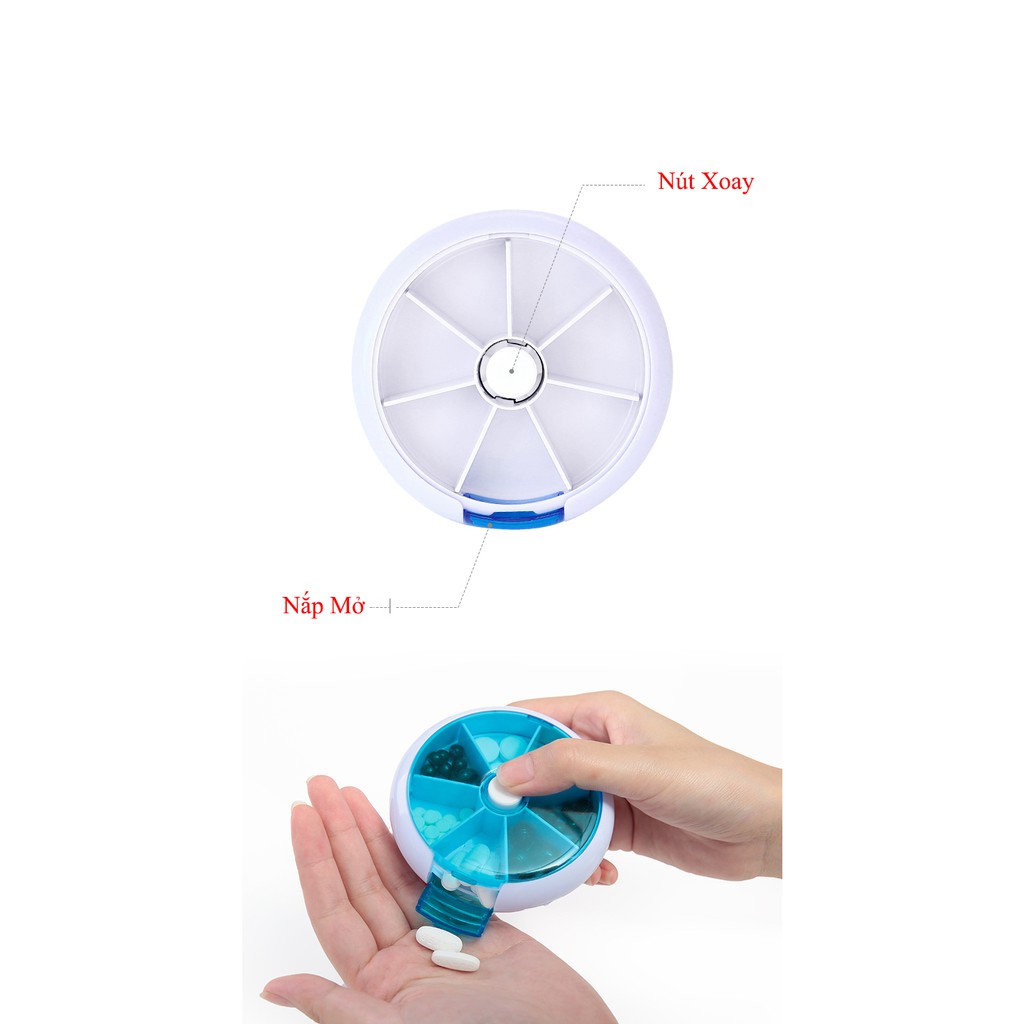 Hộp Đựng Thuốc Đa Năng 7 Ngày Có Nút Nhấn Xoay