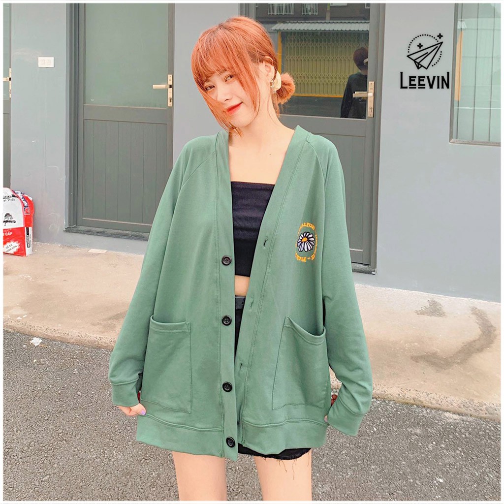 [GIÁ XẢ KHO] Áo Khoác Cardigan FLORAL FUN Sevenzia Thêu Hoa - Áo khoác Nỉ Unisex Ulzzang Nam Nữ - Leevin Strore | BigBuy360 - bigbuy360.vn