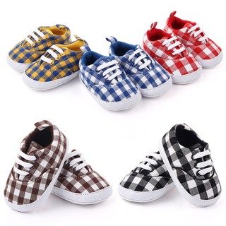 Giày tập đi kẻ caro cho bé trai và gái từ 0-1 tuổi 4 mùa đông, thu, hè, xuân GTE2308