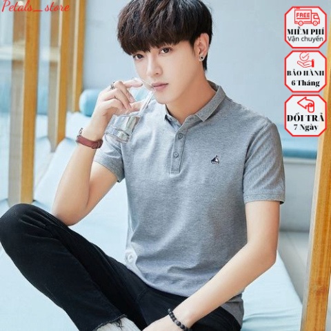Big Sale Áo Thun Nam BoDy Ngắn Tay Cổ Bẻ Phong Cách Hàn Quốc Chất Coton Co Giản Mèm Mịn - Petals_store