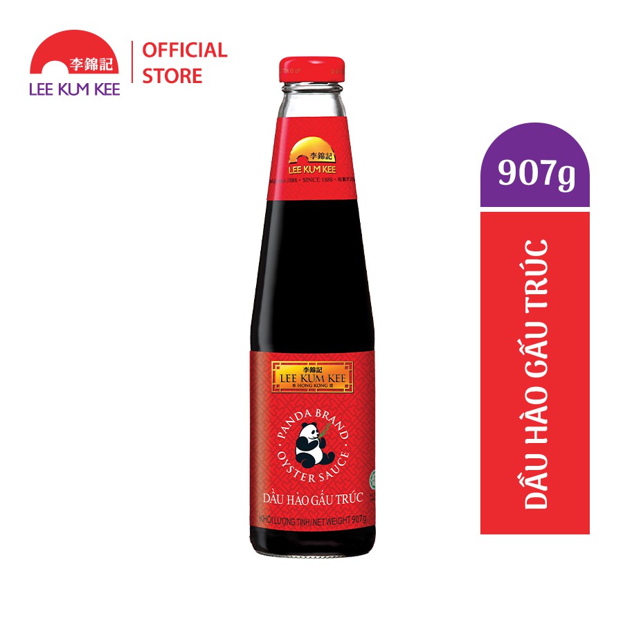 Dầu hào Lee Kum Kee Panda Brand Oyster Sauce (Chai 907g) hiệu gấu trúc với chiết xuất hào chọn lọc 11%