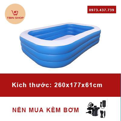 BỂ BƠI PHAO CHO BÉ 2M1, 2M6 CHẤT LIỆU PVC LOẠI 1 SIÊU DAI, SIÊU BỀN