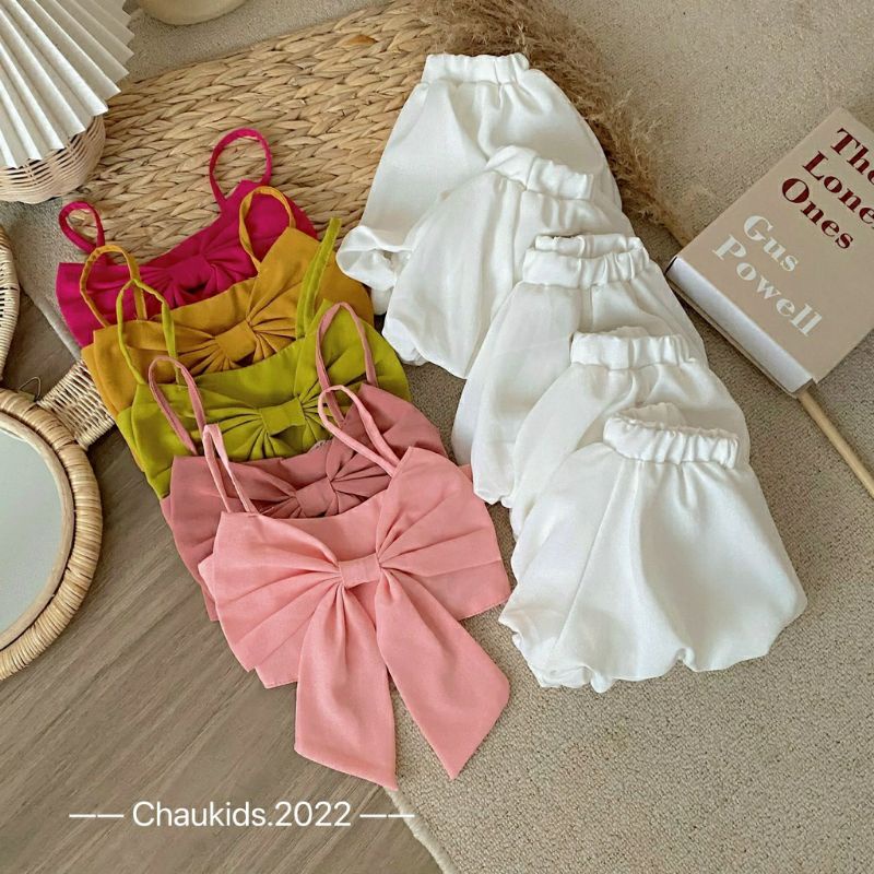 xả kho Sét 2 dây nơ to quần bồng cho bé gái
