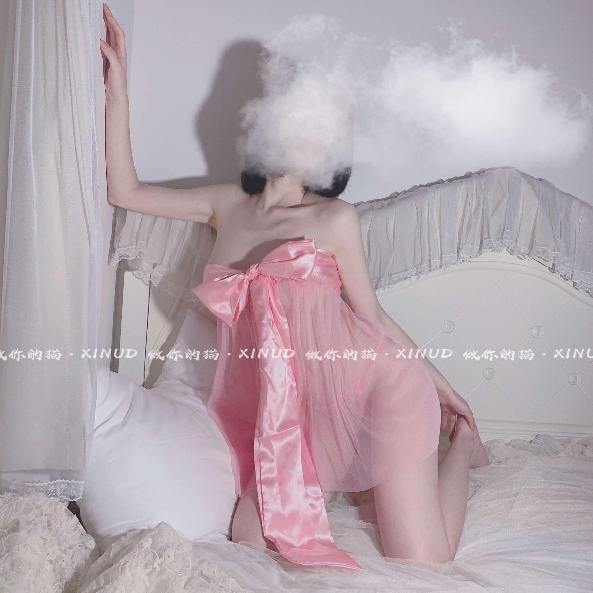 Set đầm ngủ phối lưới đính nơ + quần lót lọt khe quyến rũ cho nữ | BigBuy360 - bigbuy360.vn