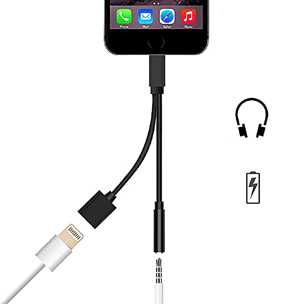 Cáp Chữ Y Chia Đầu Cắm Lightning Thành Cổng Lightning Và 3.5mm Chuyên Dụng