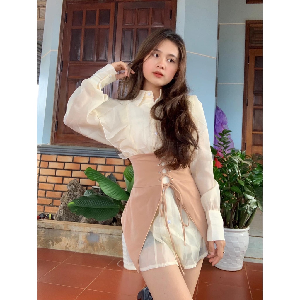 Đ𝗼̂̀ 𝘅𝗶𝗻𝗵Set áo kèm đai 2 món,freesize dưới 60kg,đi tiệc,đi chơi ,sản phẩm được may mặc tận xưởng,đẹp từng chi tiết
