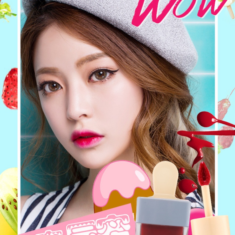 [Hàng mới về] Son bóng KAN chất lì dưỡng ẩm không dính cốc hình que kem Hàn Quốc dễ thương