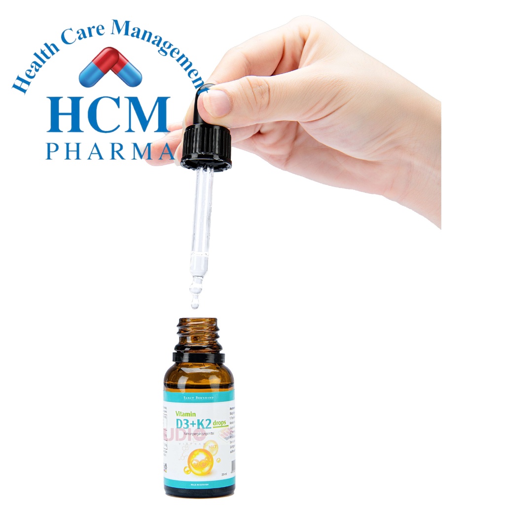 Vitamin D3 K2 mk7 tăng chiều cao cho trẻ sơ sinh Sanct Bernhard dạng drop chai 10ml nhập khẩu Đức HCM PHARMA TTG12