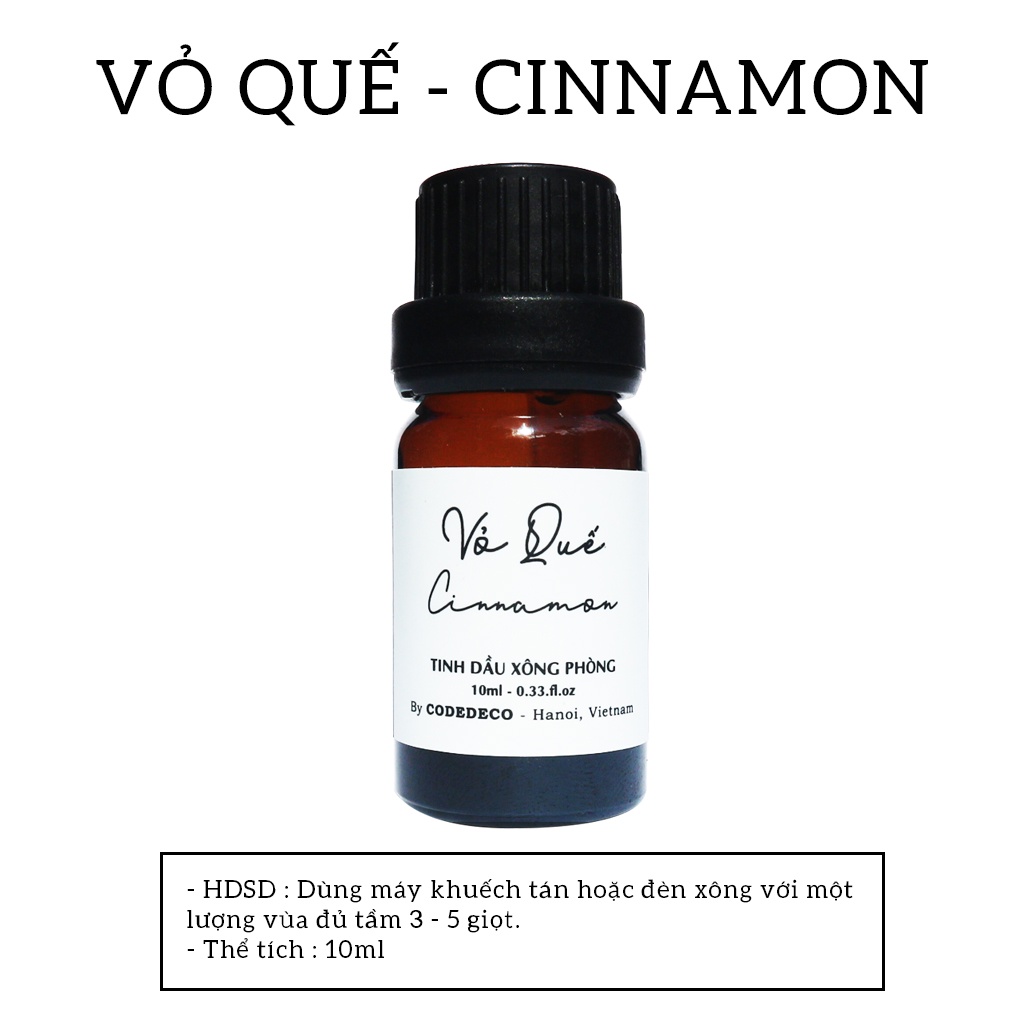 [Mã SKAMLTSM9 giảm 10% đơn 99K] Tinh Dầu Vỏ Quế CODE DECO 10ml CODE DECO, Xông Phòng , Khử Mùi, Đuổi Muỗi