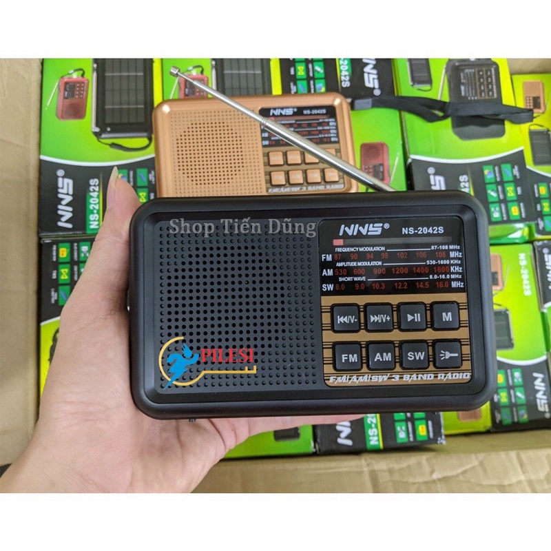 Đài FM Radio NNS NS-2042S / NS-2043s Pin Năng Lượng Mặt Trời Kết Nối Bluetooth Thẻ Nhớ Có Các Hệ Sóng FM/AM/SW/BT/USB/TF