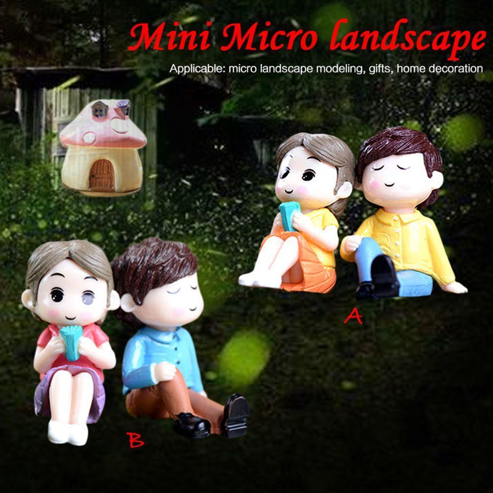 Bộ 2 Mô Hình Thu Nhỏ Bằng Nhựa Resin Dễ Thương Trang Trí Tiểu Cảnh