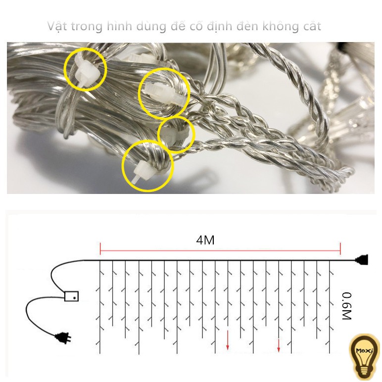 Đèn led hình thác nước nối dây trang trí decor NOEL ngoài trời ,lễ,Tết giáng sinh MOXI