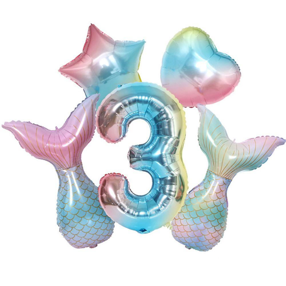 Set 5 Giấy Nhôm In Số / Nàng Tiên Cá / Bánh Donut Trang Trí Năm Mới