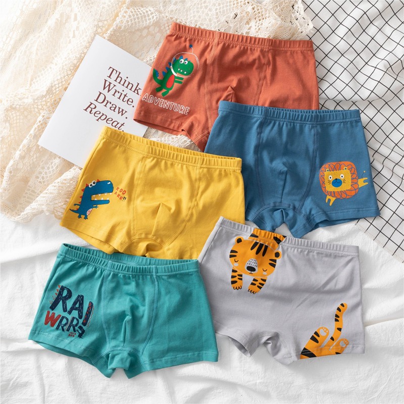 Set 5 quần chip đùi cotton cho bé trai Áo Lá Homewear size 12kg-35kg