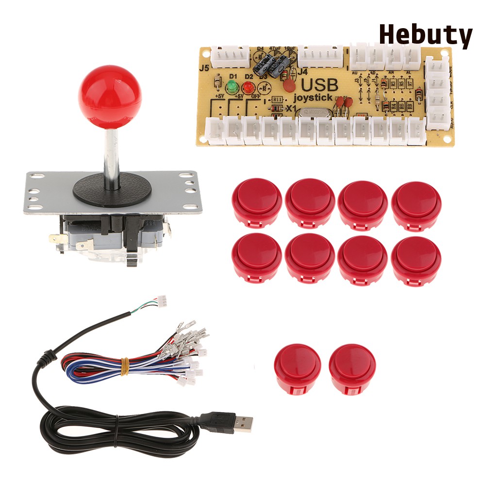 Bảng mã hóa USB Arcade Zero Delay + cần điều khiển PC 5Pin + 10 nút đẩy DIY
