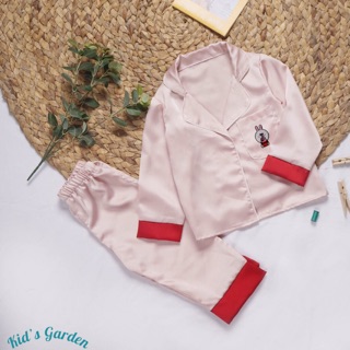 Pijama lụa Hàn thêu kèm túi cho bé gái