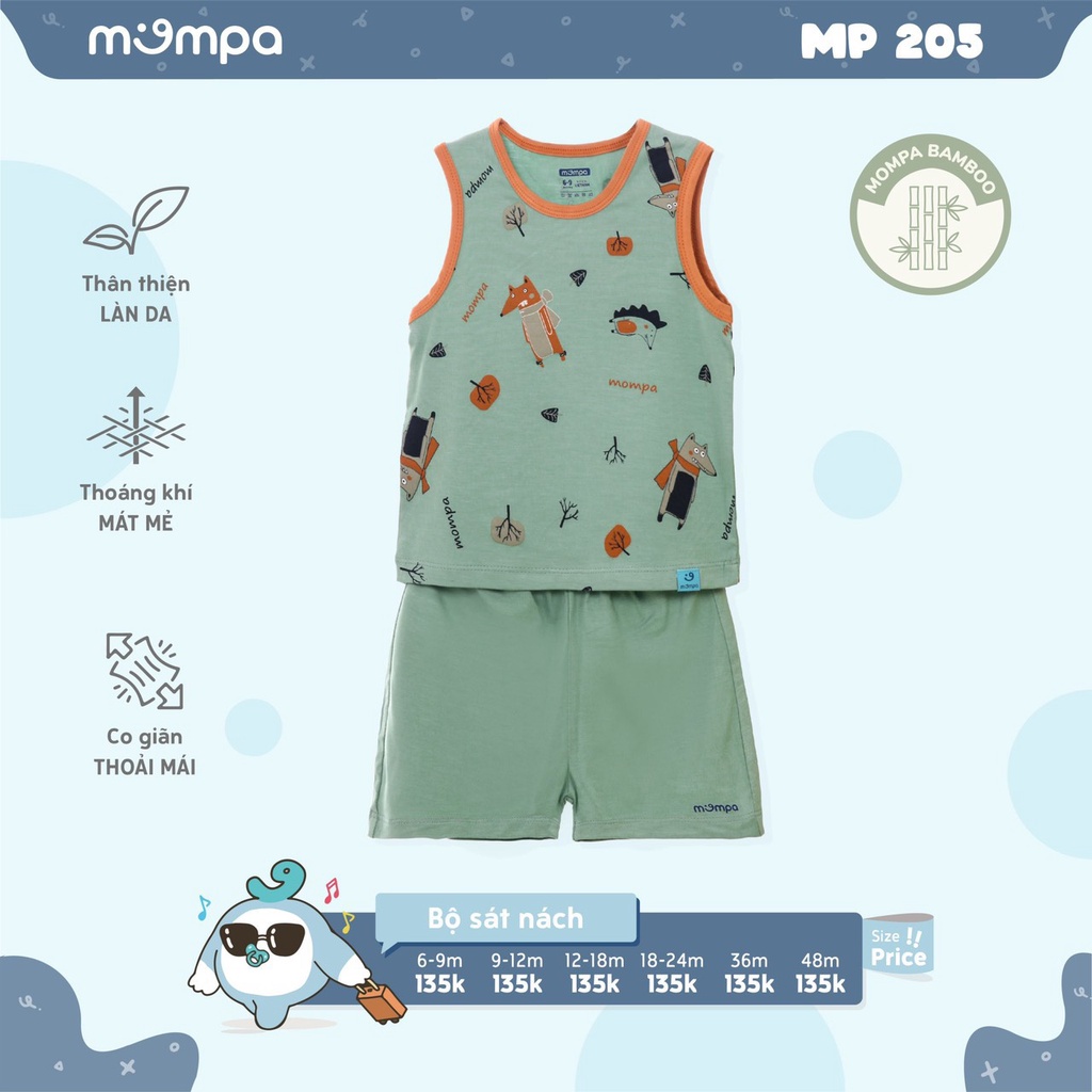 Bộ ba lỗ cotton họa tiết trẻ em MP203/MP205 Mompa
