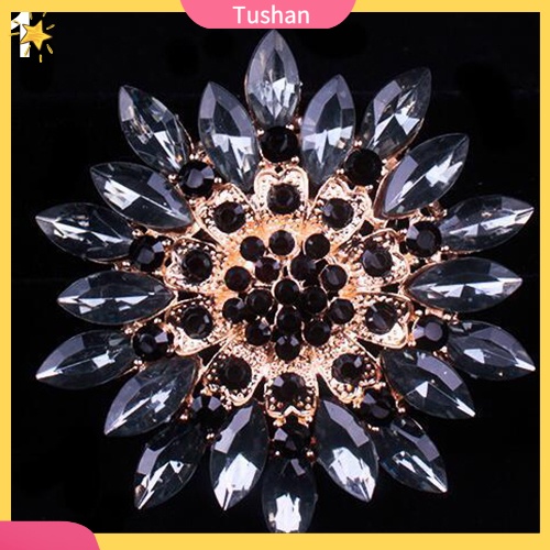 Ghim cài áo bằng hợp kim hình hoa có đính đá thời trang cho nữ