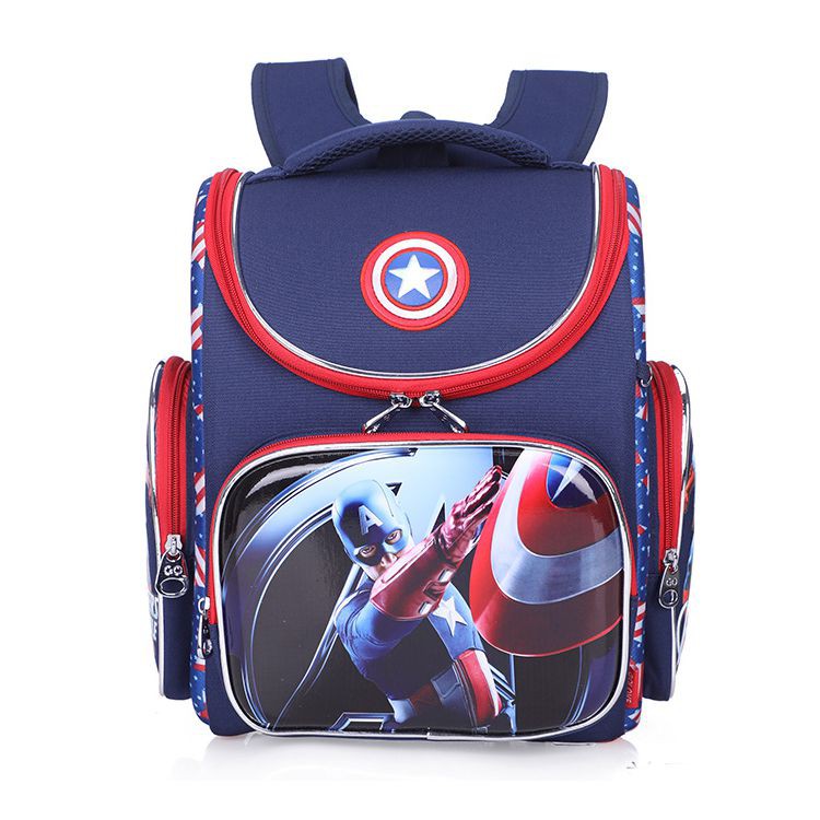 Balo Chống Gù Lưng Dạng Hộp Cho Nam Sinh lớp 2-5 Đội trưởng Mỹ CaptainAmerica