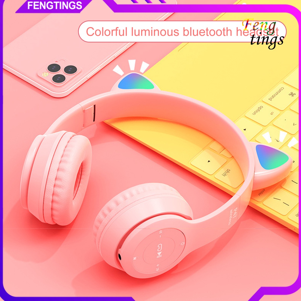 Tai Nghe Bluetooth 5.0 Không Dây Hình Tai Mèo Phát Sáng P47