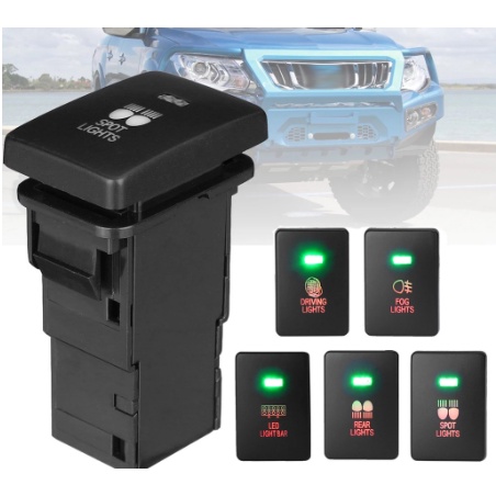 Bộ Nút Bấm Đèn sương mù LED 12V Cho Xe Hơi ô tô công tắc đèn gầm Toyota Mitsubishi On/Off màu xanh