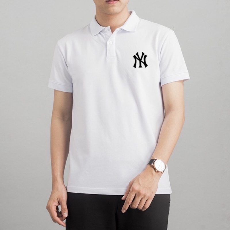 Áo Polo Tay Lỡ N.Y Unisex Nữ [FREESHIP] Thun form rộng oversize in hình vintage đường phố hàn quốc Ulzzang