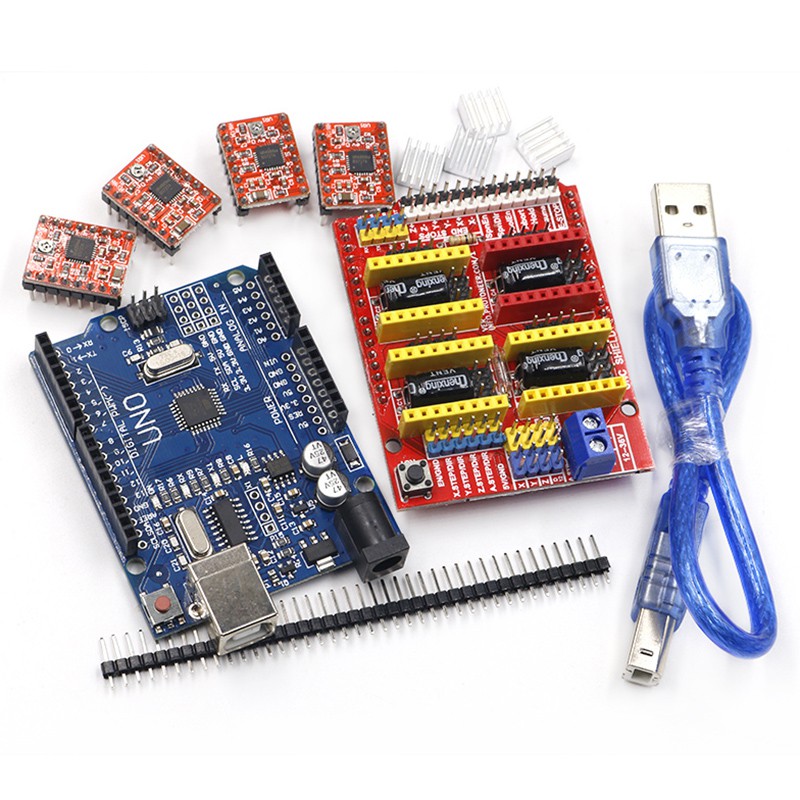 1 Bộ Bảng Mạch Mở Rộng Cnc Shield V3 + 4 Mạch Khắc A4988 Cho Arduino + Uno R3