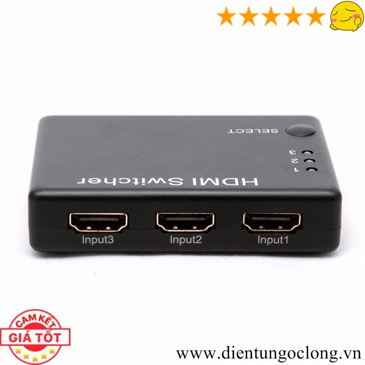 Hub HDMI 3 IN 1 OUT Có Remote Điều Khiển