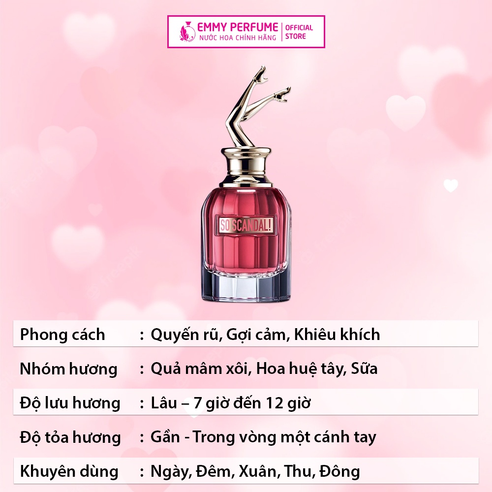 Nước hoa nữ Scandal - So Scandal - Scandal Gold Jean Paul Gaultier EDP - Dầu thơm nữ sang trọng quý phái lưu hương lâu