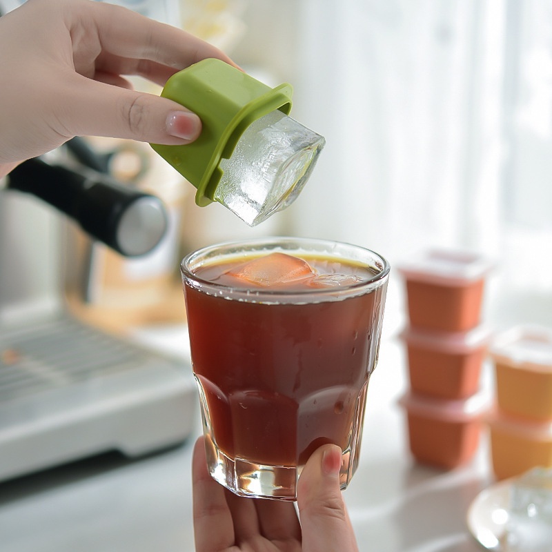 Set 6 Khuôn Làm Đá Viên Hình Vuông Lớn Có Nắp Đậy Dễ Tháo Lắp Nhanh Chóng Dành Cho Cocktail/ Nước Ép
