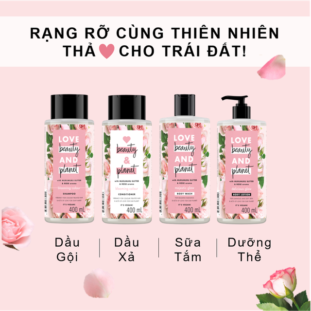 Combo Sữa Tắm + Sữa Dưỡng Thể Love Beauty And Planet Làm Sáng Da (400ml/Chai)