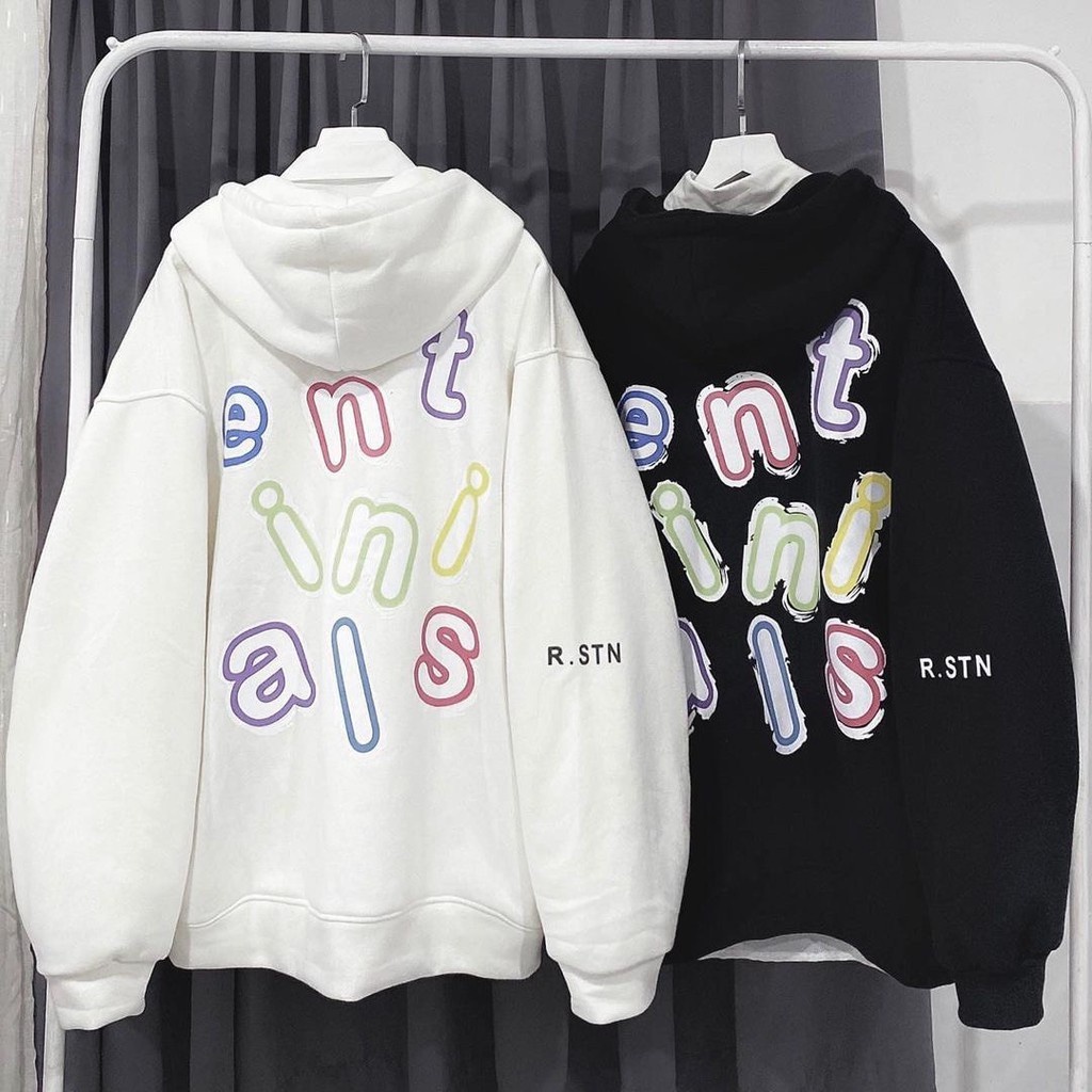 Áo khoác nam nữ Hoodie nỉ trơn Basic in chữ màu form rộng tay bồng khóa kéo có mũ Ulzzang giá rẻ couple