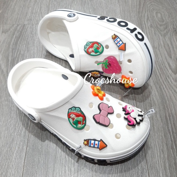 Dép sục crocs baya chính hãng nam nữ màu trắng tặng kèm jibbitz xịn, dép crocs màu trắng baya - Crocs house