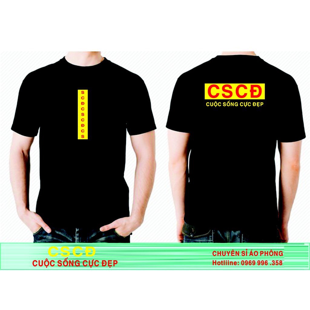 Áo phông nam cổ tròn in cscđ dáng basic