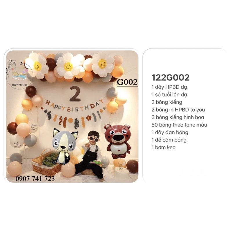 Trang trí sinh nhật, [FREESHIP] Set gấu ngồi style Hàn xinh lung linh