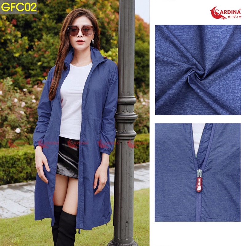 Áo gió nữ CARDINA 2 lớp vải gió nữ dáng dài chống nước, chống mốc cảm gió cản bụi chống nắng nhé | BigBuy360 - bigbuy360.vn