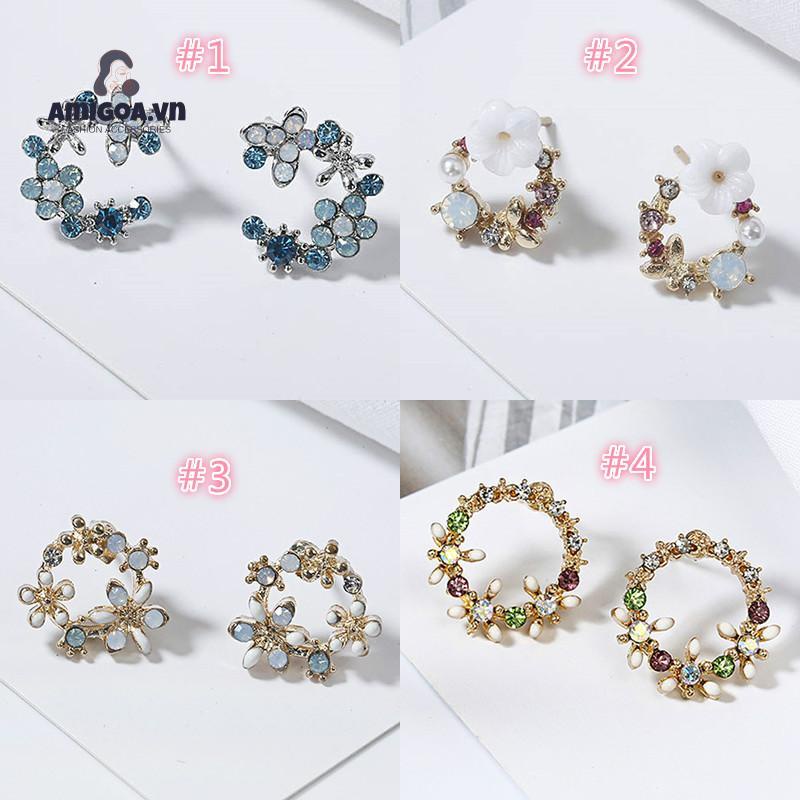 Khuyên Tai Vòng Hoa Tròn Nhỏ Giọt Dầu Đơn Giản Đa Năng Thời Trang Gia Đình