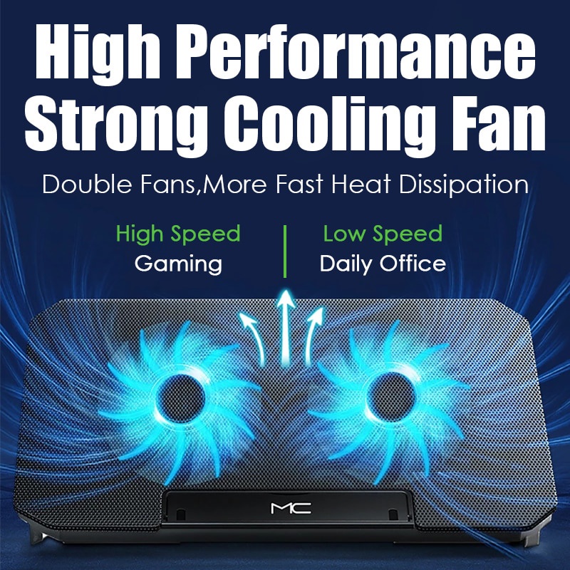 DANYCASE Two USB Laptop Stand With Cooling Fan Large Size Cooling Pad Notebook Support Gaming Cooler With Two Fans A130