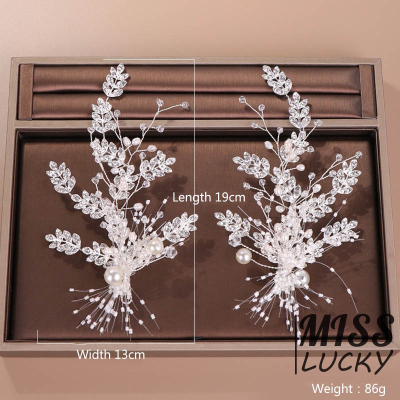 Set 2 kẹp tóc đính kim cương giả sáng bóng phong cách retro thanh lịch