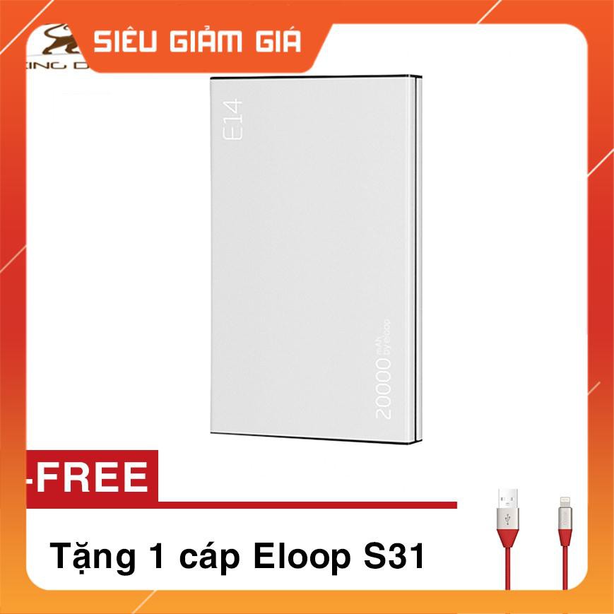 Free Ship - Pin sạc dự phòng Eloop E14, 20.000 mAh + Tặng cáp sạc S31