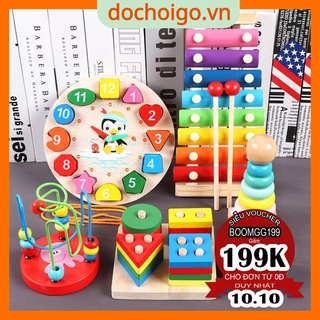 Đồ chơi phát triển trí tuệ cho bé, combo 6 món đồ chơi gỗ dochoigo.vn